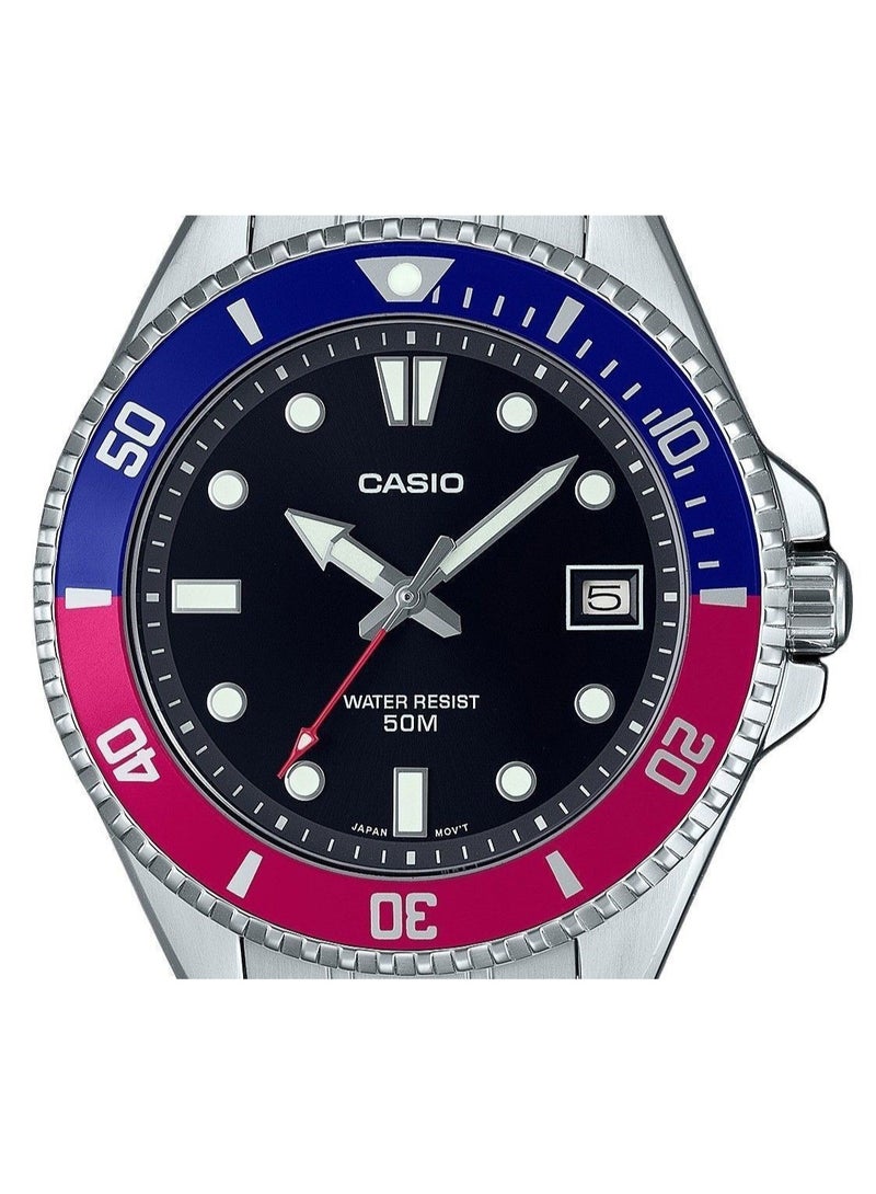 CASIO Analog Quartz Black Dial Stainless Steel Unisex Watch MDV-10D-1A3VDF - Image 3